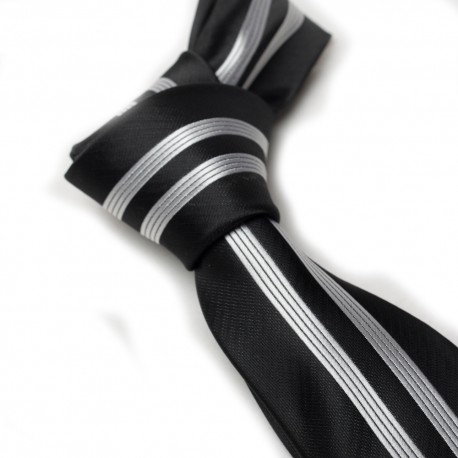 Cravate Slim 6 cm Motifs Tissés 2 Lignes Verticales