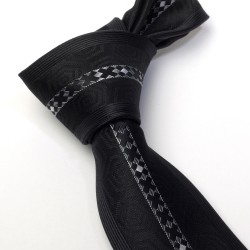 Cravate Slim 6 cm Motifs Rayures Noires Rayure Verticale Croix