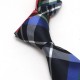 Cravate Slim Motifs Tissés Ecossais Rouge Noir Bleu 100% Microfibre
