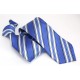 Cravate Homme Rayures Bleues Blanches  Largeur 8,5 cm